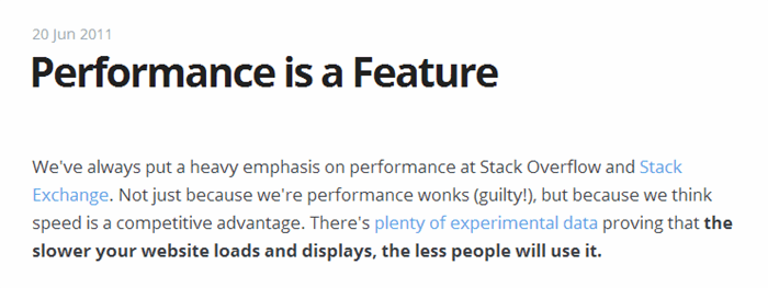 performance is a feature - coding horror blog