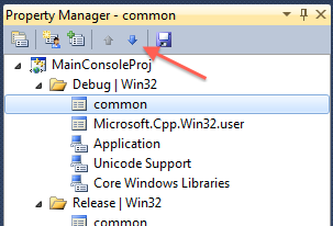 Down button in Property Manager's toolbar