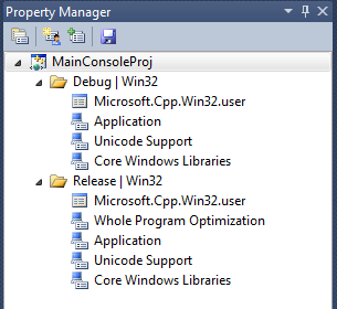 Property Manager pane with just one project