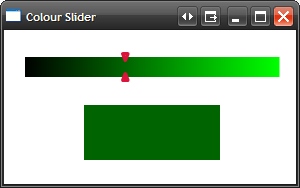 A screenshot of the Colour Slider application with a black to green gradient background