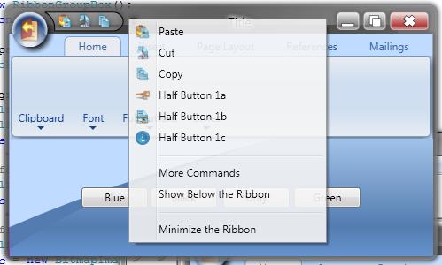 Quick Access Toolbar - Menu