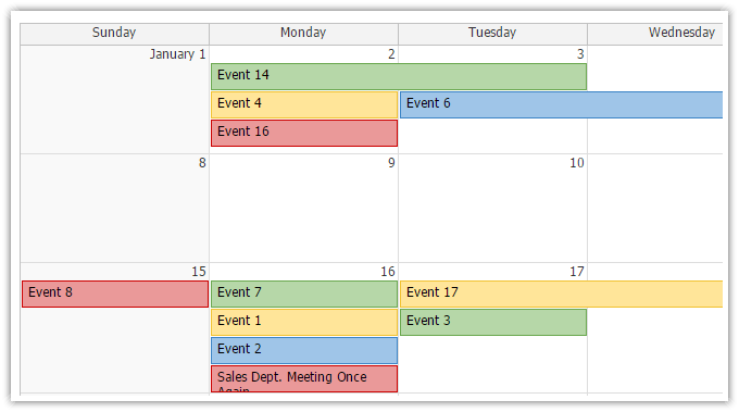 AJAX Monthly Event Calendar for ASP.NET MVC