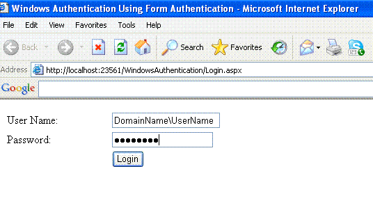 Windows Authentication using Form Authentication