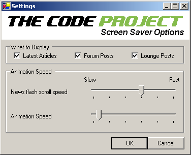 Options panel