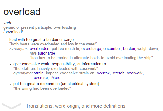 Definition for "overload" by Google.