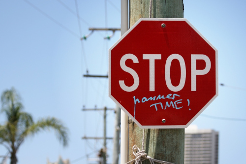 Stop-Hammer Time sign.Photo by Mollybob, used under Creative Commons license.