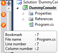 Numbered bookmarks screenshot