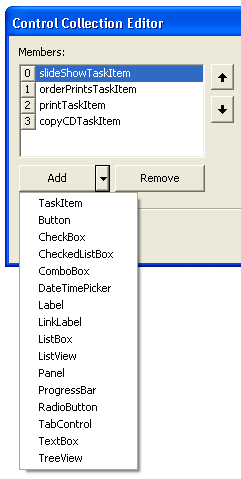 Adding Controls with the property editor