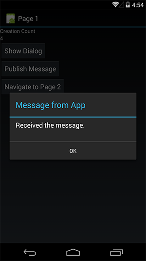 Dialog confirming message received