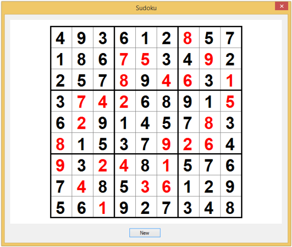 The Sudoku dialog box