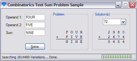 Combinatorics Sample Program Screenshot