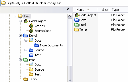 Example of mutiple folder icons