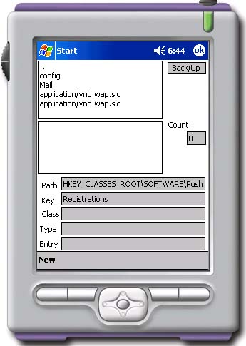 Original registry viewer on Pocket PC