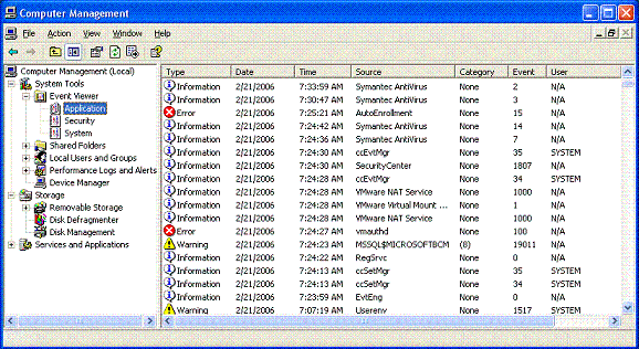 The Event Viewer