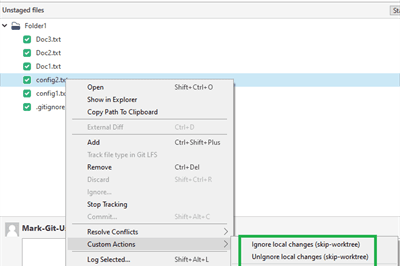 Git – SourceTree Custom Actions for “skip-worktree” Option